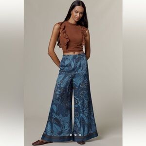 🐒 FARM Rio x Anthropologie Nocturnal Forest Wide-Leg Palazzo Pants Large